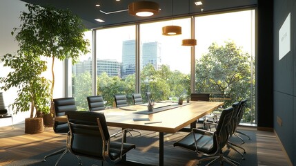 Modern Conference Room with City View