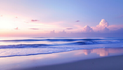 Serene Seascape: Pastel Sunrise over Tranquil Ocean Waves
