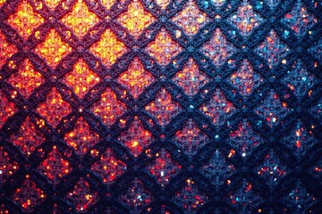 Geometric lace motif, repeating diamond shapes, black, design, lace