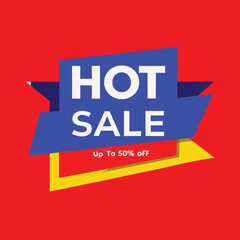 Hot Sale background template with burning tag. Discount label special offer shopping banner