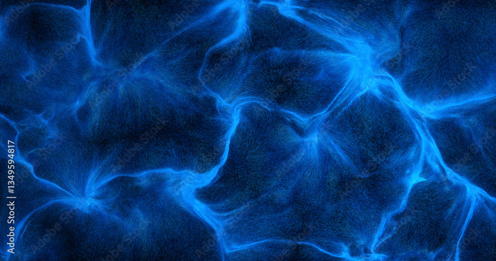 Poster abstract blue energy network. glowing particles form a fluid pattern on a dark background. dynamic a