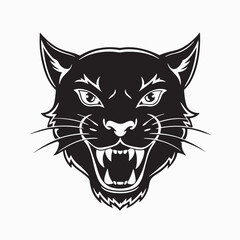 angry wild cat vector design in bold black and white style