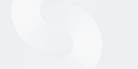 Modern white glowing geometric lines on gray background. Modern shiny blue circle lines pattern. Futuristic technology concept abstract