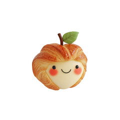 Cute Cartoon Croissant Apple Character 3D Render