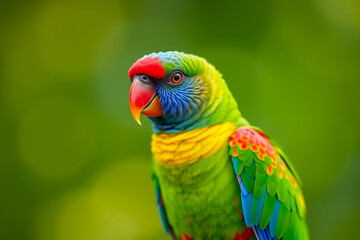 Vibrant Parrot Displaying Its Brilliant Colors and Exotic Plumage in a Lush Tropical Setting, Capturing the Beauty of Nature&rsquo;s Brightest Avian Species
