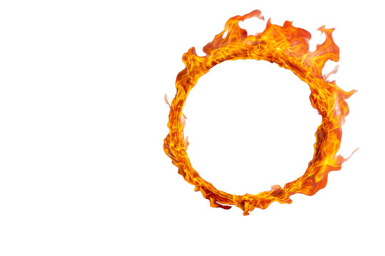 Fiery Ring with Intricate Flames Against Black Backdrop, cut out transparent