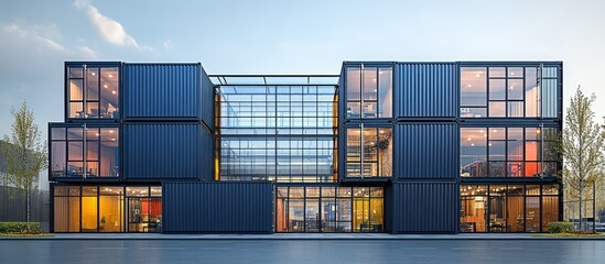 Modern architecture showcasing a creatively designed shipping container office building