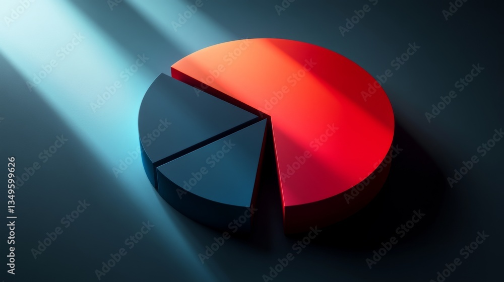 Poster a detailed d pie chart illustrating market share distribution, with textured segments and a light re