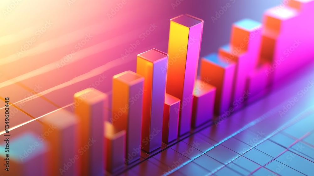 Aufkleber a high-contrast d bar chart illustrating revenue growth, with sharp edges and a glossy finish, drawi
