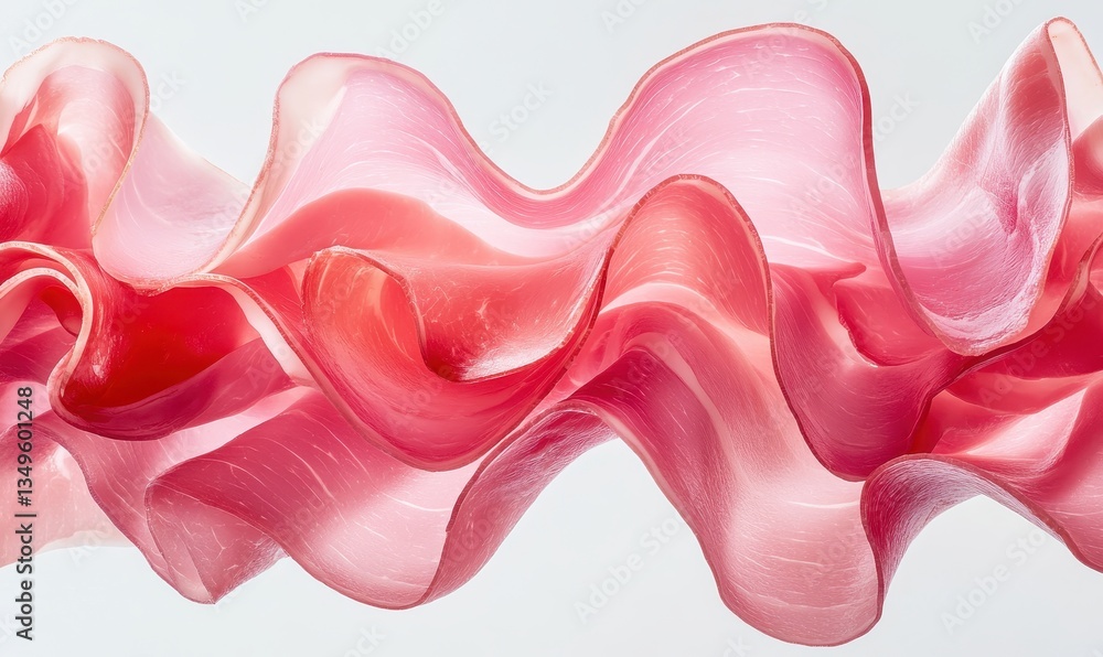 Poster elegant flowing waves of soft red and pink fabric creating a graceful abstract design on a light bac