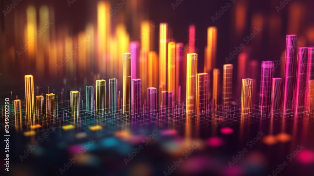Leinwandbilder a modern d financial bar graph with interconnecting bars, symbolizing relationships between differen