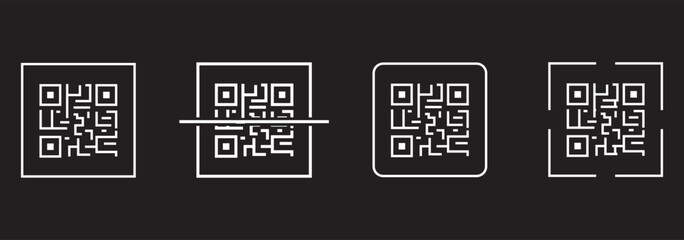 Qr code icon Flat art illustration in outline . 