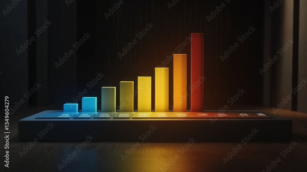 Poster a professional d bar chart with a clean layout, showcasing different financial metrics in distinct c