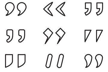 Set of quote mark. Quotes vector icon collection. Talk bubble speech icon. Quotation signs isolated on white background. Talk bubble flat symbols. 