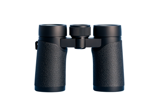 Black Binoculars Isolated on Black Background, cut out transparent