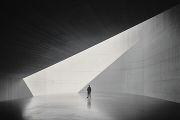 Man Contemplates Future for Concrete Space.