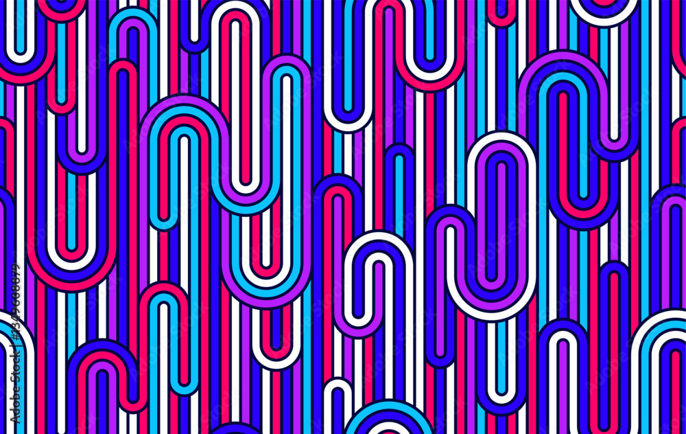 Poster rainbow lines seamless pattern, colorful linear geometric vector abstract background, multicolored p