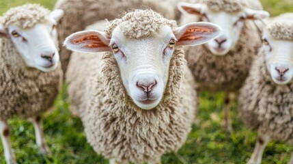 Fototapeta premium Sheep in a field, close-up