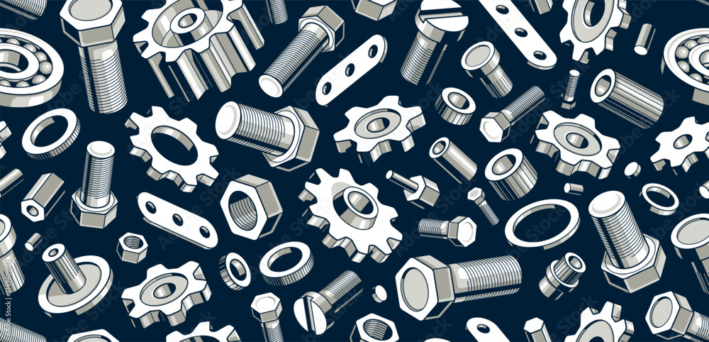 Poster modification, invention and solution theme seamless background, vector engineering endless wallpaper