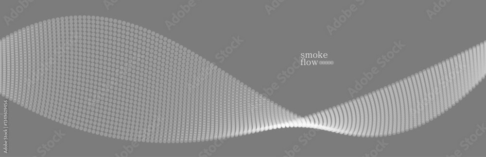 Poster vector abstract background with wave of flowing particles, smoke flowing grey design, smooth and sof
