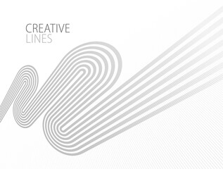 Wave lines in 3D perspective vector abstract background with smooth gradient of light grey and white monochrome colors, easy relaxing motion.