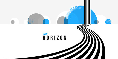 Future lines in 3D perspective vector abstract background, black and blue linear composition, road to horizon and sky concept, optical illusion op art. © Sylverarts