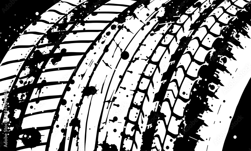 Poster tire texture showcases intricate patterns and details, emphasizing rugged design and durability of r