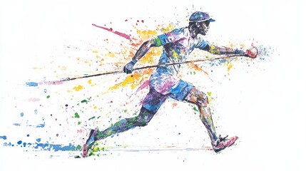 Abstract Colorful Cross Country Skier in Motion