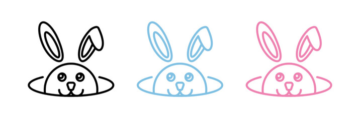 Bunny in hole icons collection