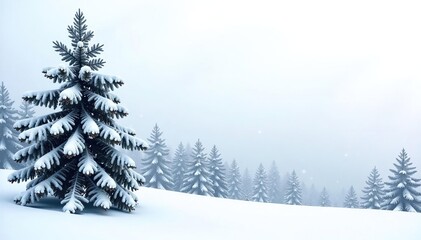Snowy forest tree isolated on white background, snowflake, forest