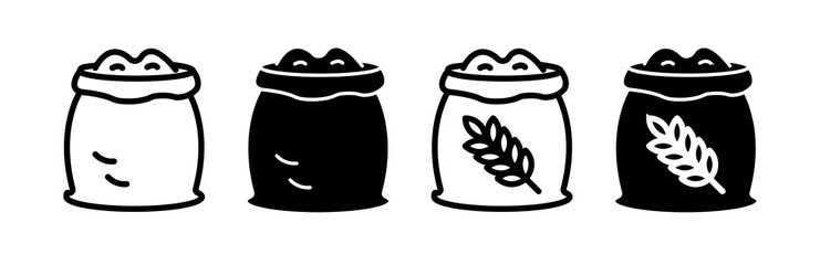 Flour bag icons collection