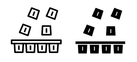 Ice cube plastic container icons collection