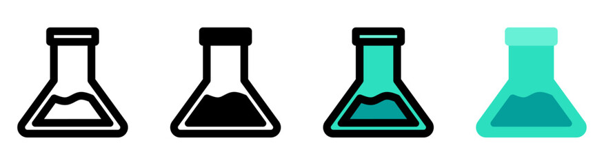 Modern and minimalist chemistry flask icon. Suitable for laboratory, science and education applications.