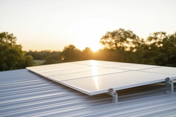 Obraz premium Showcase renewable energy solutions in disaster recovery efforts through rooftop solar panels, exemplifying action toward sustainability.