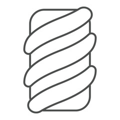 Twisted marshmallow thin line icon, sweets pastry concept. Vector graphics. Marshmallow sweet bun, bakery sign on white background, outline style icon for mobile or web design.