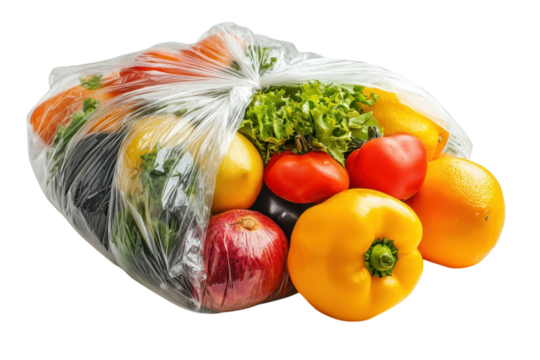 Nourishing bag brimming with fresh vibrant produce signaling a commitment to health on a dark studio backdrop in crisp focus and soft light.