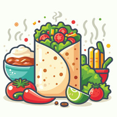 food, meal, restaurant, meat, burrito, menu, fast, delicious, lunch, dinner, snack, mexican, background, dish, beef, chicken, salad, isolated, grilled, bread, wrap, vegetable, set, collection, plate, 