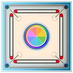 Carrom board game with colorful illustration design