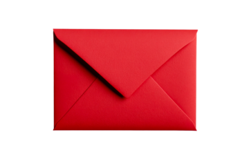 Symmetrical red envelope isolated on black background, cut out transparent