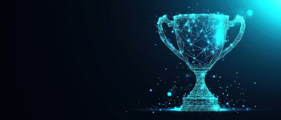 Digital Rendering of a Glowing Trophy Depicted on a Dark Background