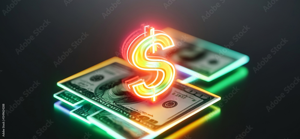 Poster highlighting the essential elements of financial success, the focus is on the dollar symbol surround