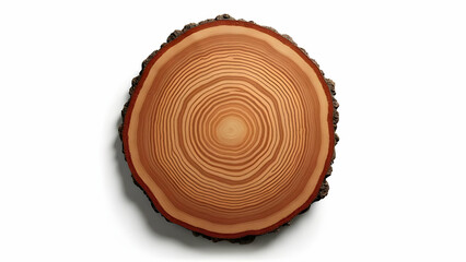 Fototapeta premium Cross Sectioned Ancient Redwood Log Revealing Centuries of Detailed Growth Rings on White