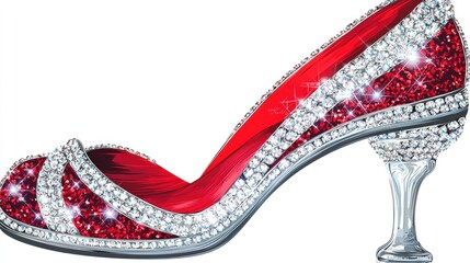 Sparkling red crystal shoe, fantasy, fairytale