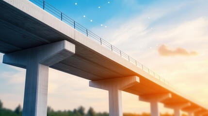 Closeup of bridge s smart traffic monitoring system, with sensors embedded in the road to collect realtime traffic data