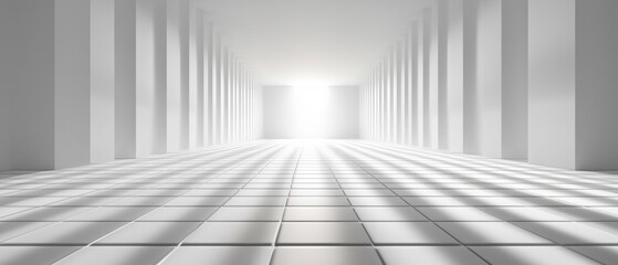 Elegant grayscale digital room in a futuristic hallway for design inspiration