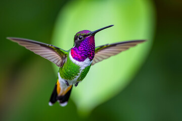 Fototapeta premium Violet-Crowned Hummingbird Perched Gracefully on a Tree Branch, Showcasing Its Brilliant Plumage and Delicate Beauty in a Serene Natural Setting