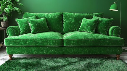 Emerald Green Velvet Sofa Interior Design