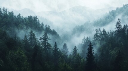 Misty Mountain Forest: A Serene Landscape