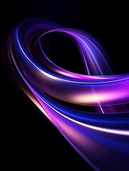 Abstract Flowing Purple Ribbon Design on Black Background for Modern Art
