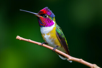 Obraz premium Violet-Crowned Hummingbird Perched Gracefully on a Tree Branch, Showcasing Its Brilliant Plumage and Delicate Beauty in a Serene Natural Setting